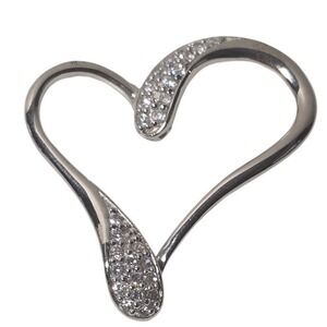 NEW NBH .925 sterling silver Cubic Zirconia Pavé Open Heart pendant charm mom